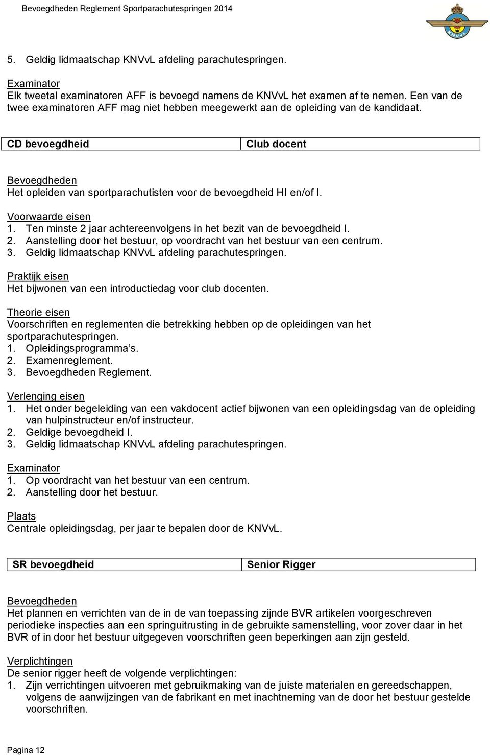 Ten minste 2 jaar achtereenvolgens in het bezit van de bevoegdheid I. 2. Aanstelling door het bestuur, op voordracht van het bestuur van een centrum. 3.