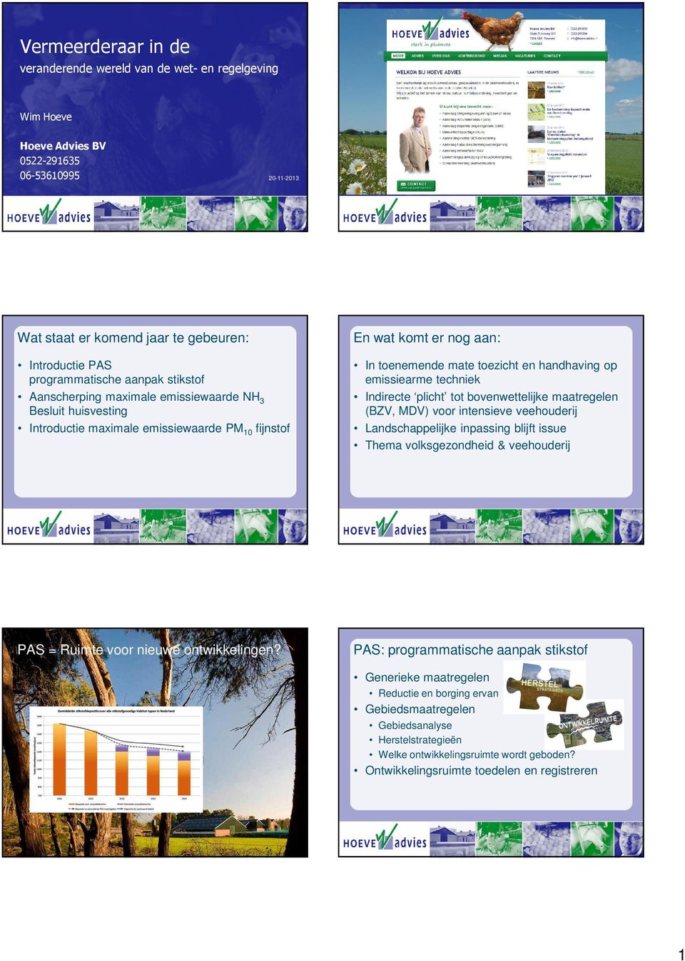 emissiearme techniek Indirecte plicht tot bovenwettelijke maatregelen (BZV, MDV) voor intensieve veehouderij Landschappelijke inpassing blijft issue Thema volksgezondheid & veehouderij PAS = Ruimte