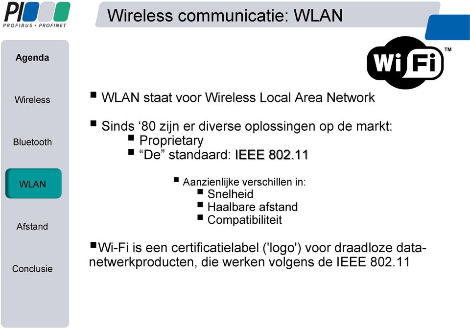 11 Aanzienlijke verschillen in: Snelheid Haalbare afstand Compatibiliteit