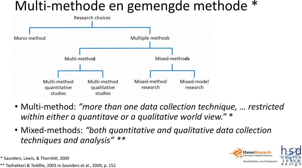 * Mixed-methods: both quantitative and qualitative data collection techniques and