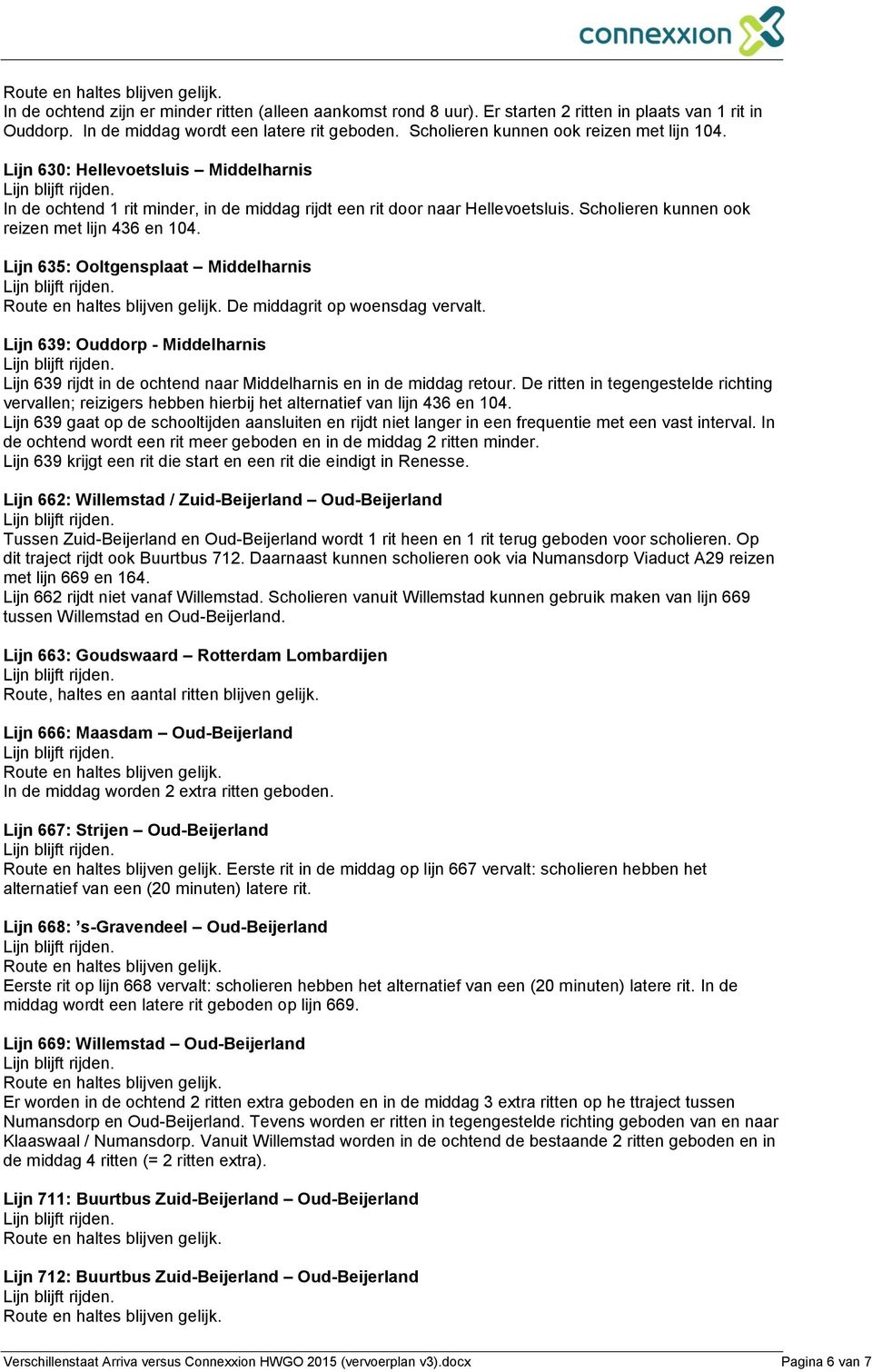 Scholieren kunnen ook reizen met lijn 436 en 104. Lijn 635: Ooltgensplaat Middelharnis De middagrit op woensdag vervalt.