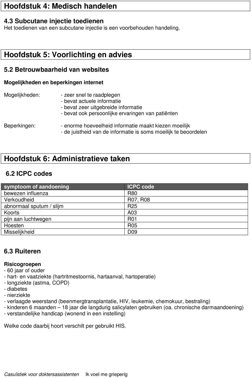 persoonlijke ervaringen van patiënten - enorme hoeveelheid informatie maakt kiezen moeilijk - de juistheid van de informatie is soms moeilijk te beoordelen Hoofdstuk 6: Administratieve taken 6.