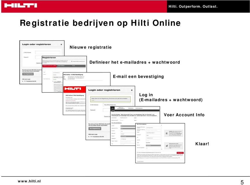 wachtwoord E-mail een bevestiging Log in