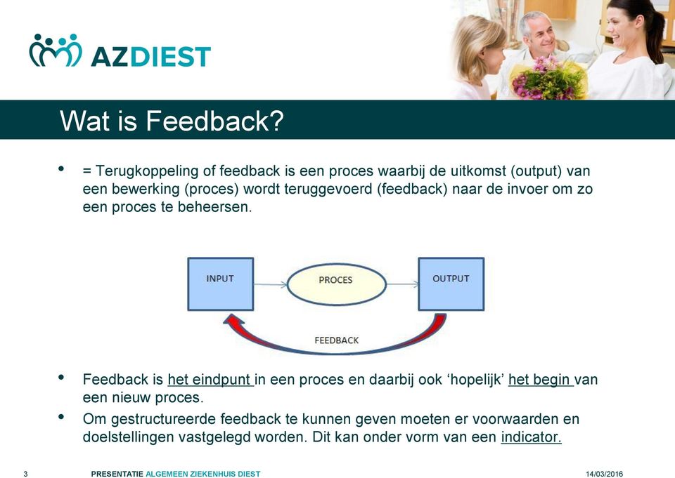 teruggevoerd (feedback) naar de invoer om zo een proces te beheersen.