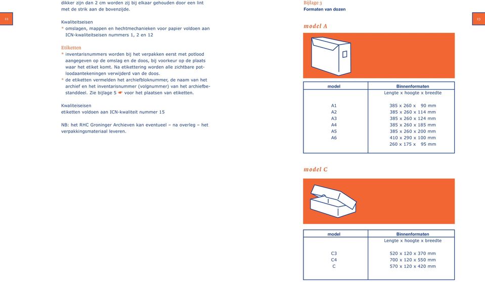 verpakken eerst met potlood aangegeven op de omslag en de doos, bij voorkeur op de plaats waar het etiket komt. Na etikettering worden alle zichtbare potloodaantekeningen verwijderd van de doos.