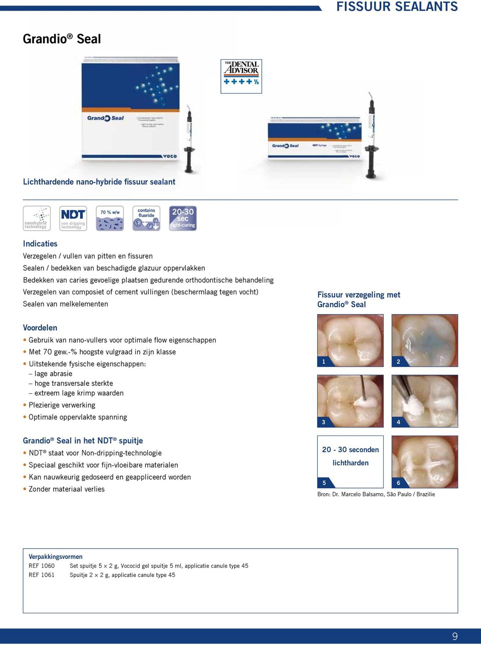 Fissuur verzegeling met Grandio Seal Gebruik van nano-vullers voor optimale flow eigenschappen Met 70 gew.