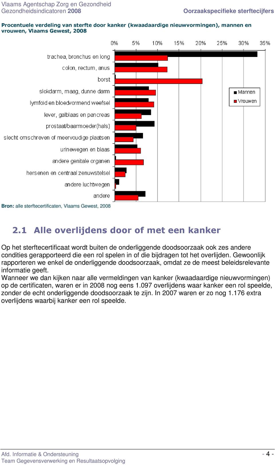 rol spelen in of die bijdragen tot het overlijden. Gewoonlijk rapporteren we enkel de onderliggende doodsoorzaak, omdat ze de meest beleidsrelevante informatie geeft.