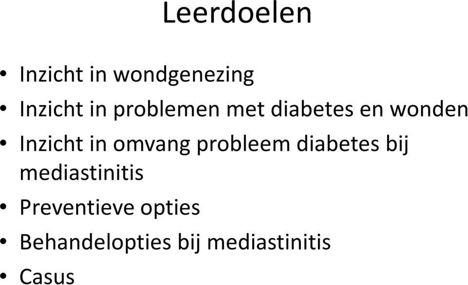 omvang probleem diabetes bij mediastinitis