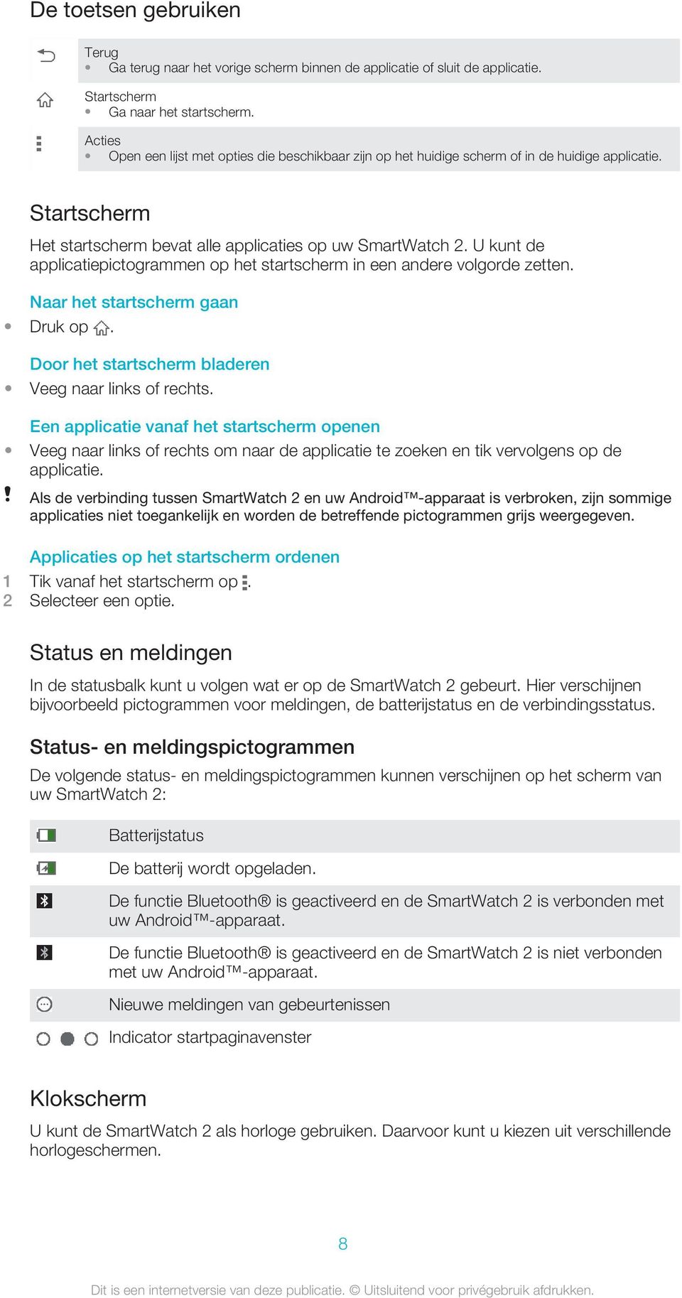 U kunt de applicatiepictogrammen op het startscherm in een andere volgorde zetten. Naar het startscherm gaan Druk op. Door het startscherm bladeren Veeg naar links of rechts.