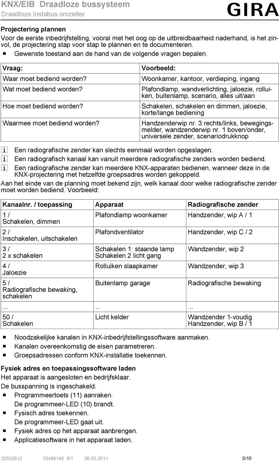 Voorbeeld: Woonkamer, kantoor, verdieping, ingang Plafondlamp, wandverlichting, jaloezie, rolluiken, buitenlamp, scenario, alles uit/aan Schakelen, schakelen en dimmen, jaloezie, korte/lange