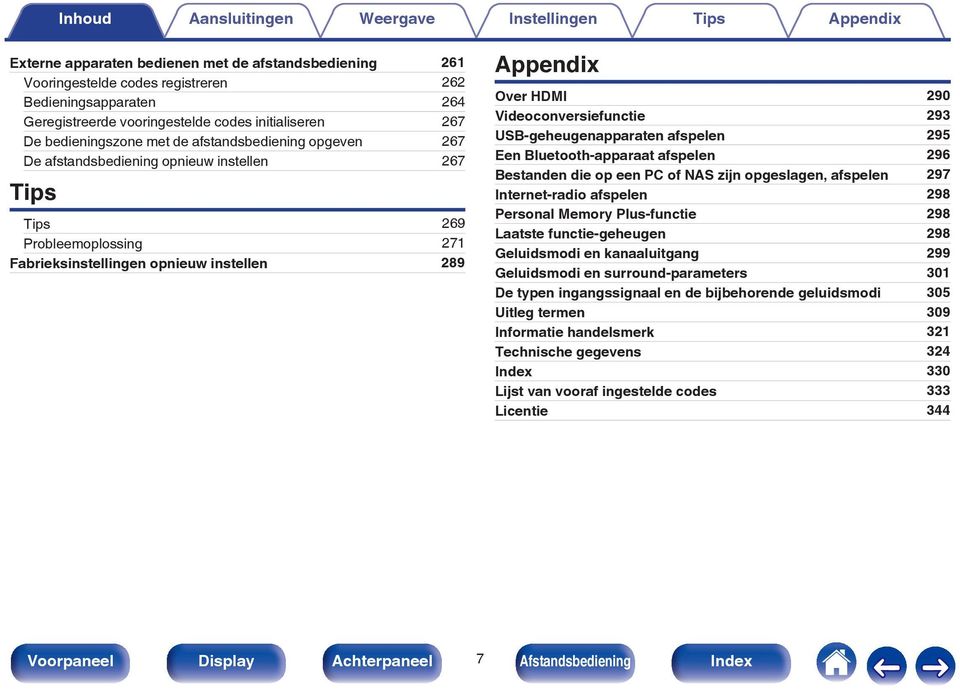 USB-geheugenapparaten afspelen 295 Een Bluetooth-apparaat afspelen 296 Bestanden die op een PC of NAS zijn opgeslagen, afspelen 297 Internet-radio afspelen 298 Personal Memory Plus-functie 298