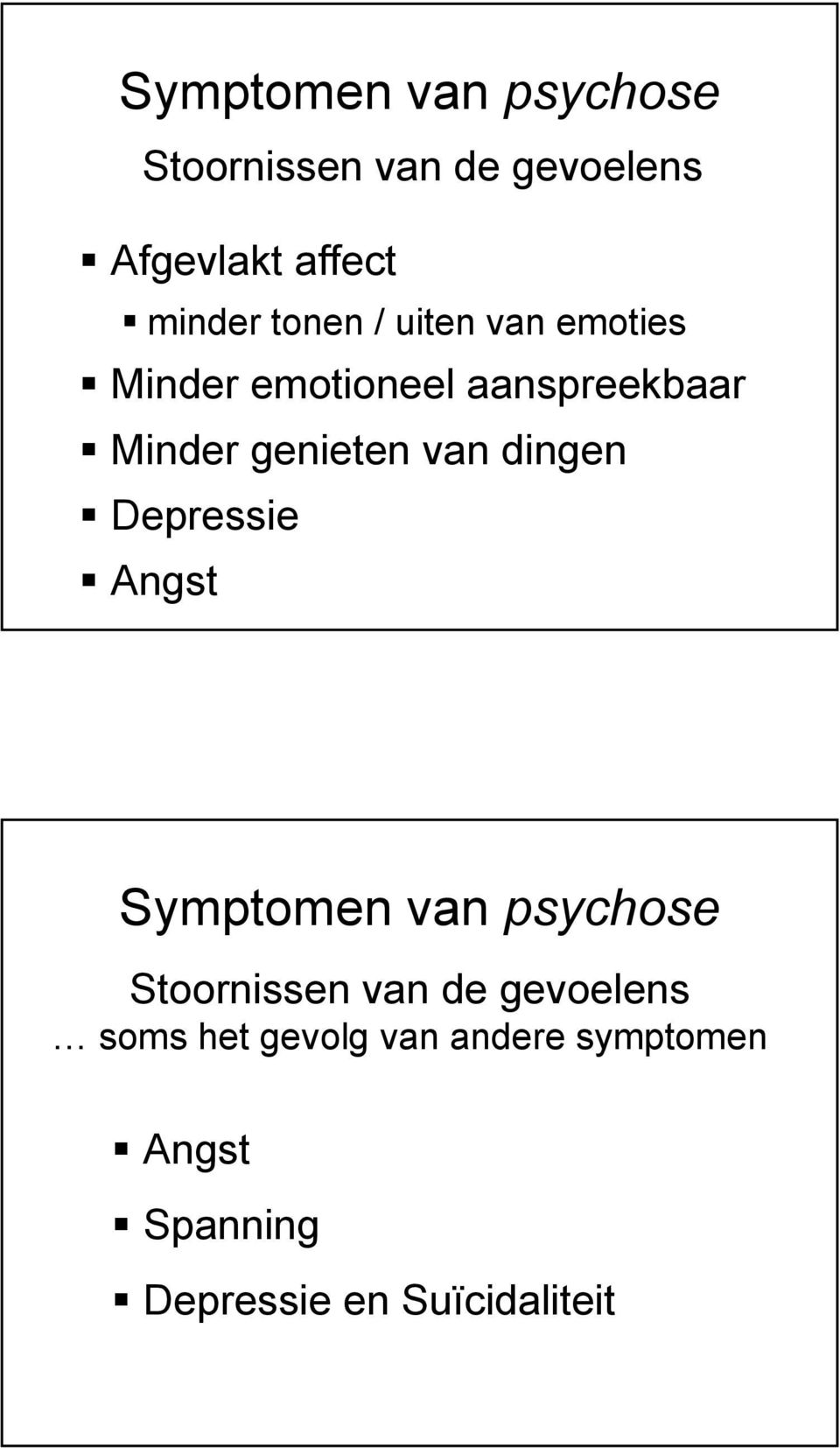 van dingen Depressie Angst Symptomen van psychose Stoornissen van de