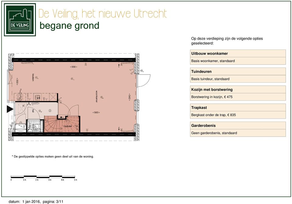 Kozijn met borstwering Borstwering in kozijn, 475 Trapkast Bergkast onder de