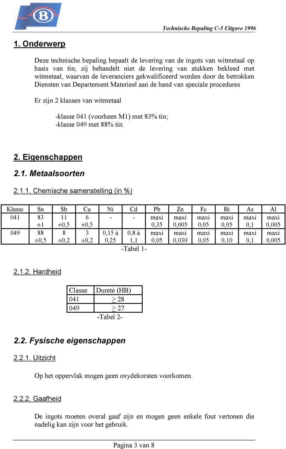 88% tin. 2. Eigenschappen 2.1.