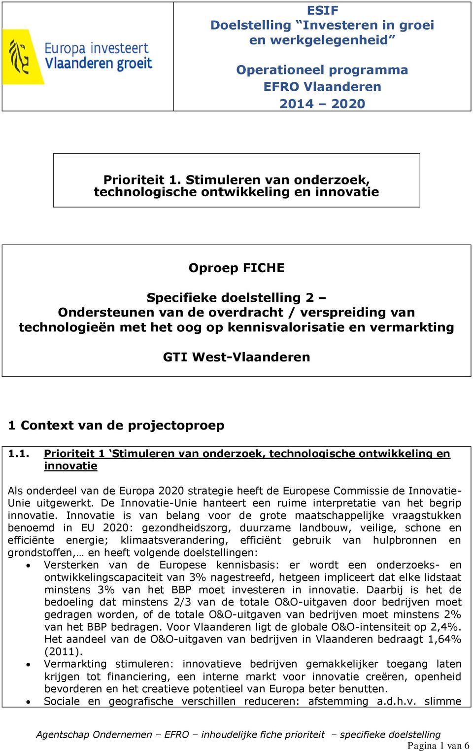 kennisvalorisatie en vermarkting GTI West-Vlaanderen 1 