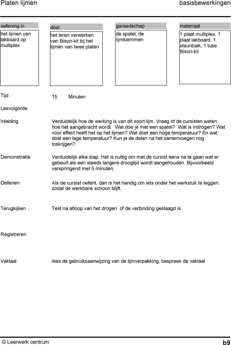 Wat voor effect heeft het op het lijmen? Wat doet een hoge temperatuur? En wat doet een lage temperatuur? Kun je de delen na het samenvoegen nog loskrijgen? Verduidelijk elke stap.