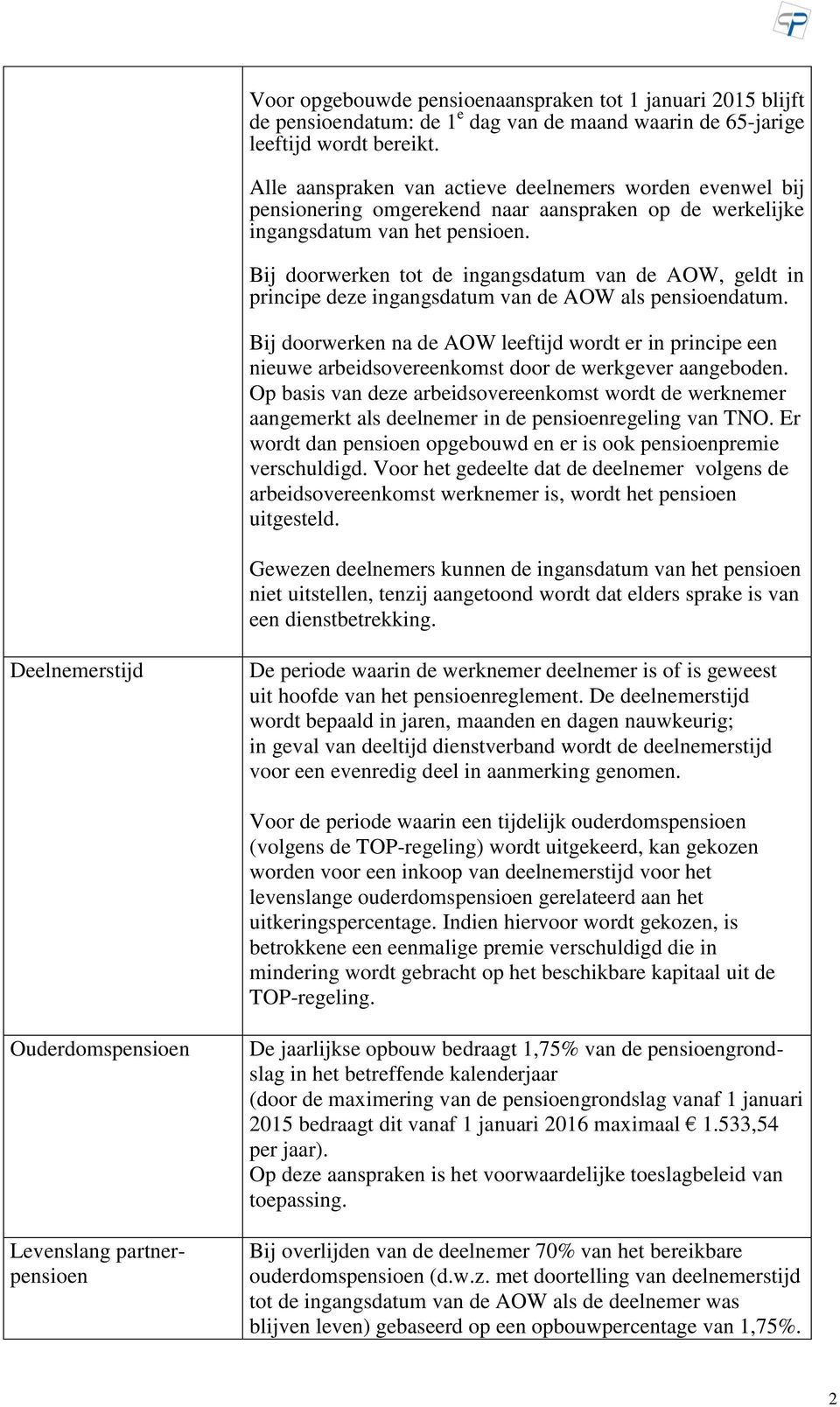 Bij doorwerken tot de ingangsdatum van de AOW, geldt in principe deze ingangsdatum van de AOW als pensioendatum.