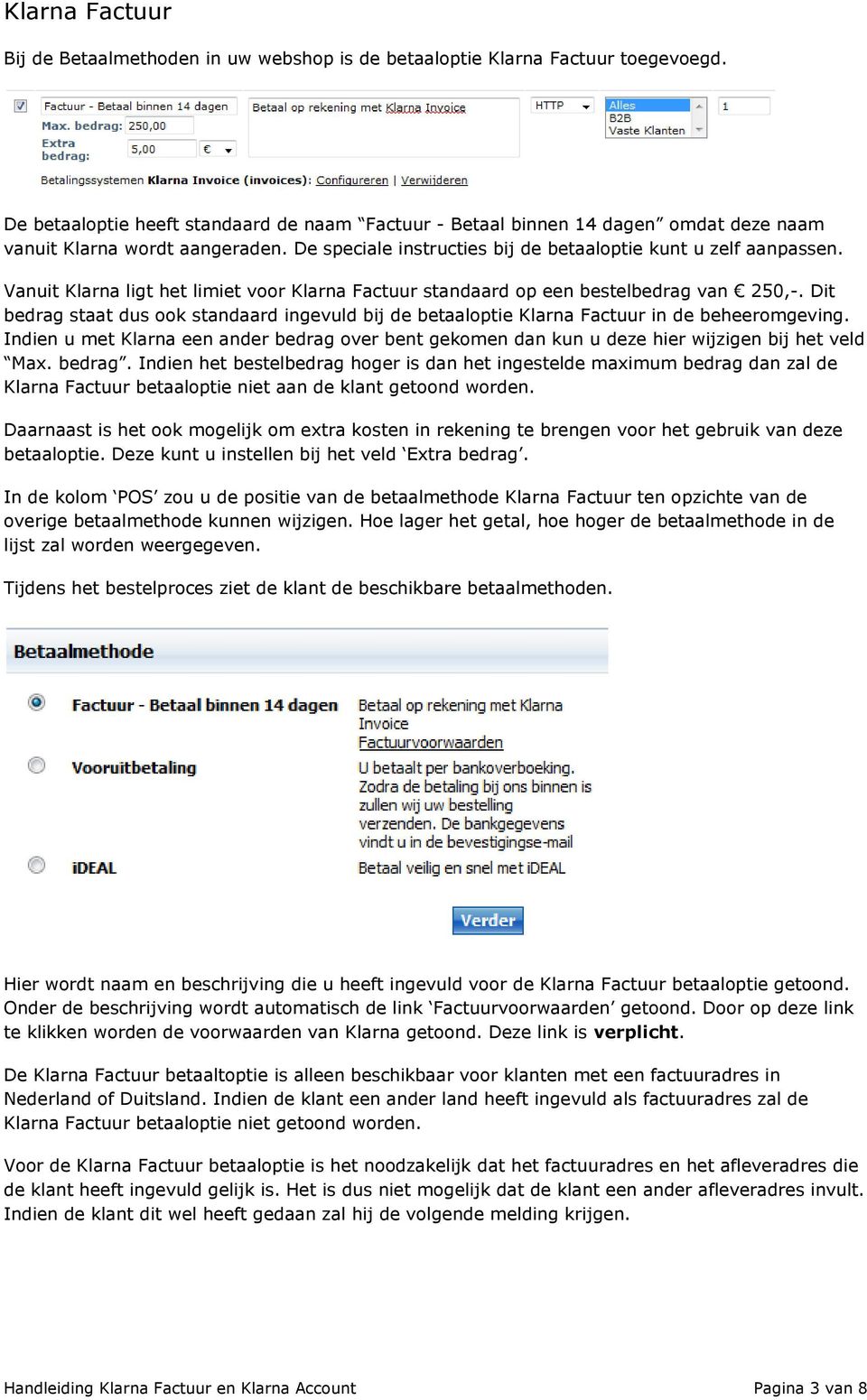 Gebruikershandleiding One Webshop Klarna en Klarna Account - PDF Gratis download