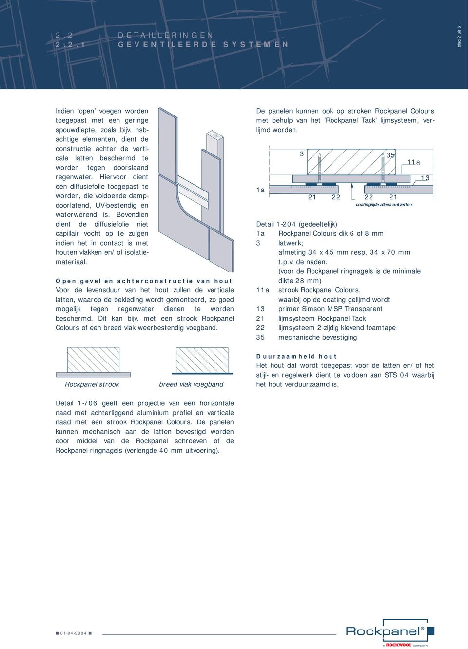 Hiervoor dient een diffusiefolie toegepast te worden, die voldoende dampdoorlatend, UV-bestendig en waterwerend is.