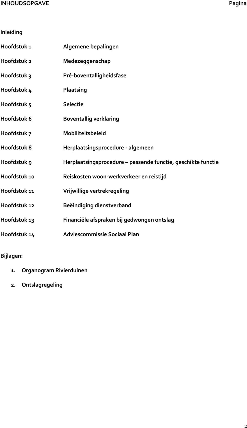 Mobiliteitsbeleid Herplaatsingsprocedure - algemeen Herplaatsingsprocedure passende functie, geschikte functie Reiskosten woon-werkverkeer en reistijd