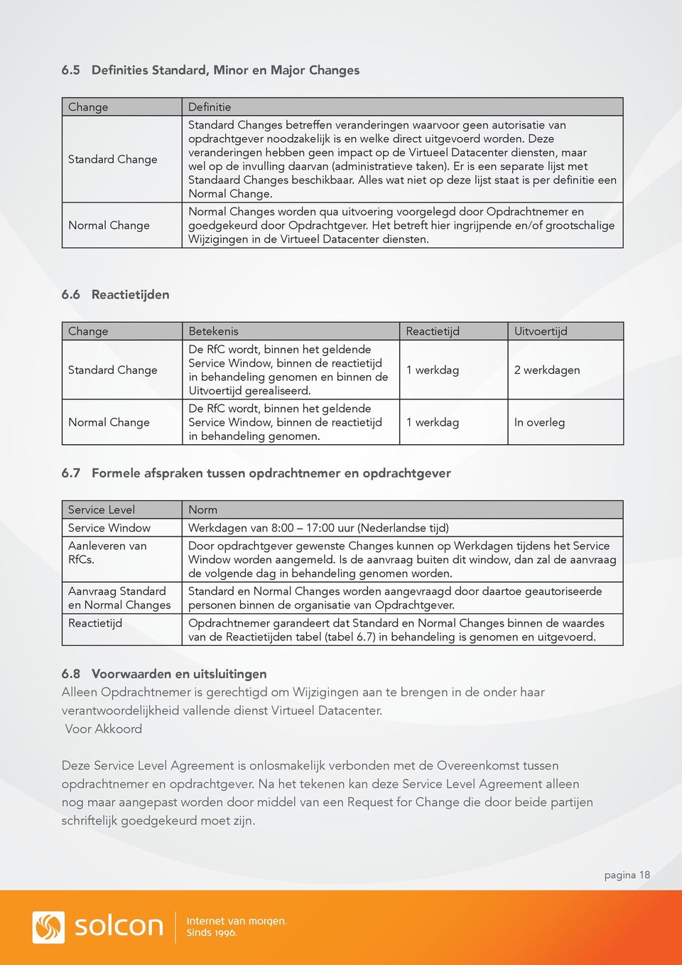 Er is een separate lijst met Standaard Changes beschikbaar. Alles wat niet op deze lijst staat is per definitie een Normal Change.