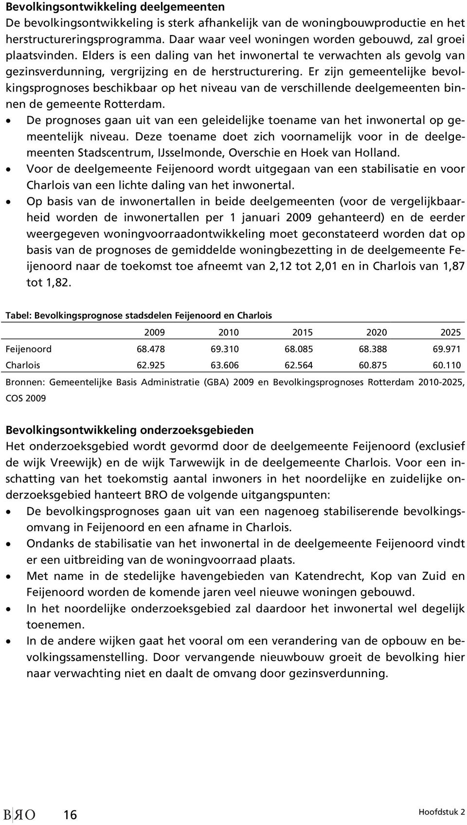 Er zijn gemeentelijke bevolkingsprognoses beschikbaar op het niveau van de verschillende deelgemeenten binnen de gemeente Rotterdam.