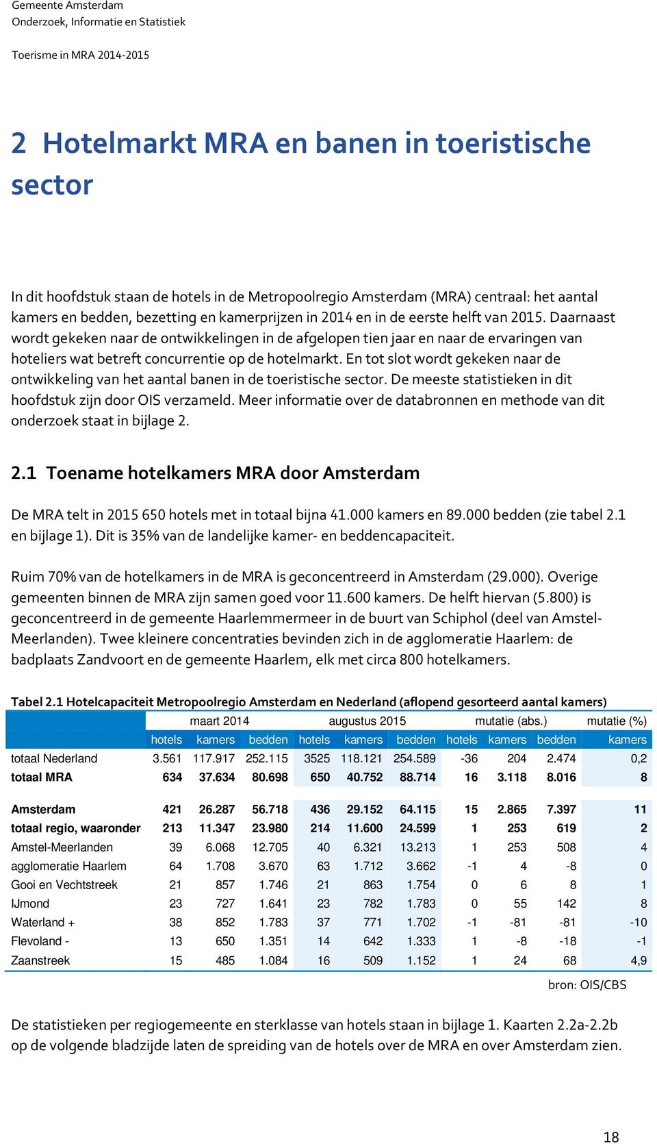 En tot slot wordt gekeken naar de ontwikkeling van het aantal banen in de toeristische sector. De meeste statistieken in dit hoofdstuk zijn door OIS verzameld.