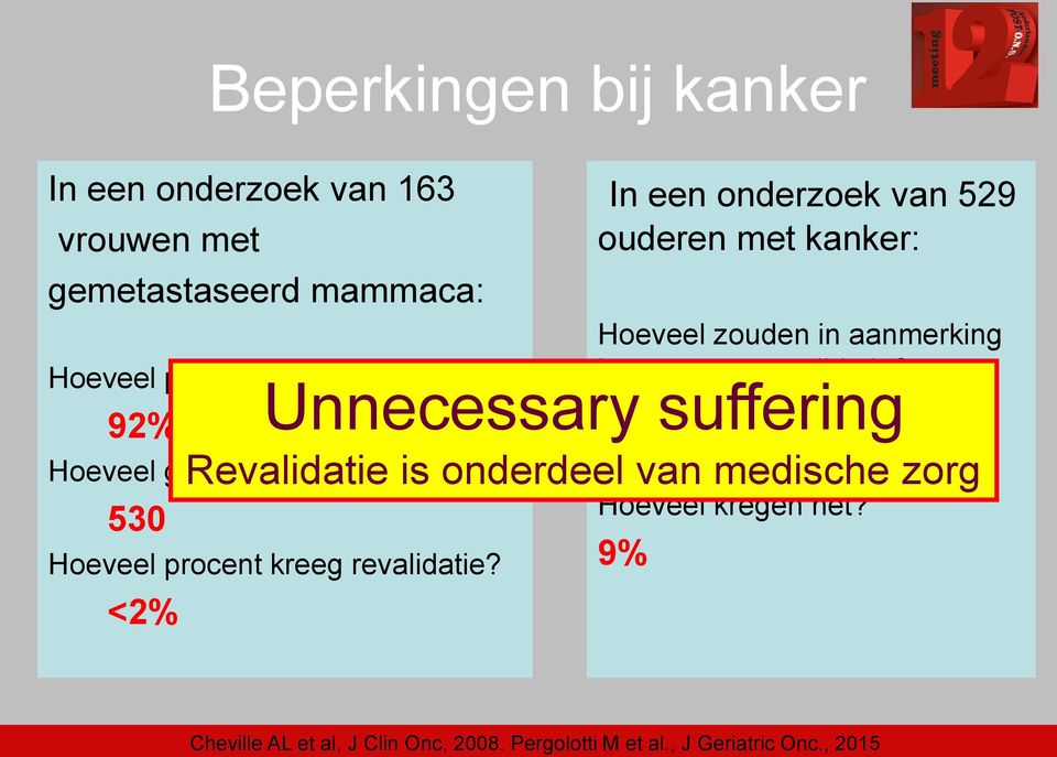 <2% In een onderzoek van 529 ouderen met kanker: Hoeveel zouden in aanmerking komen voor revalidatie?