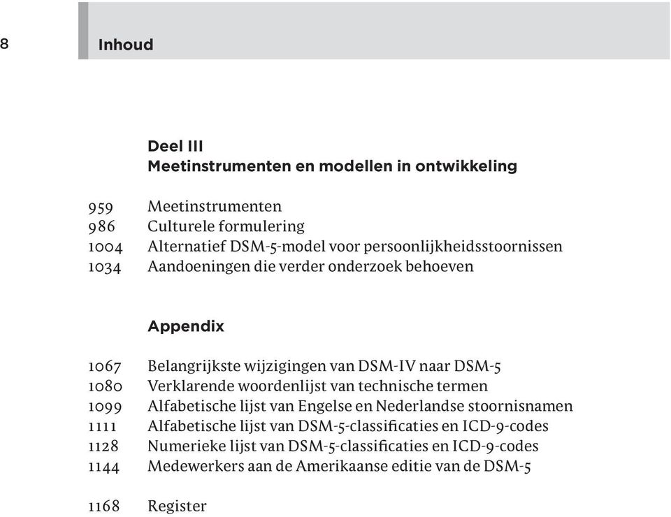 Verklarende woordenlijst van technische termen 1099 Alfabetische lijst van Engelse en Nederlandse stoornisnamen 1111 Alfabetische lijst van