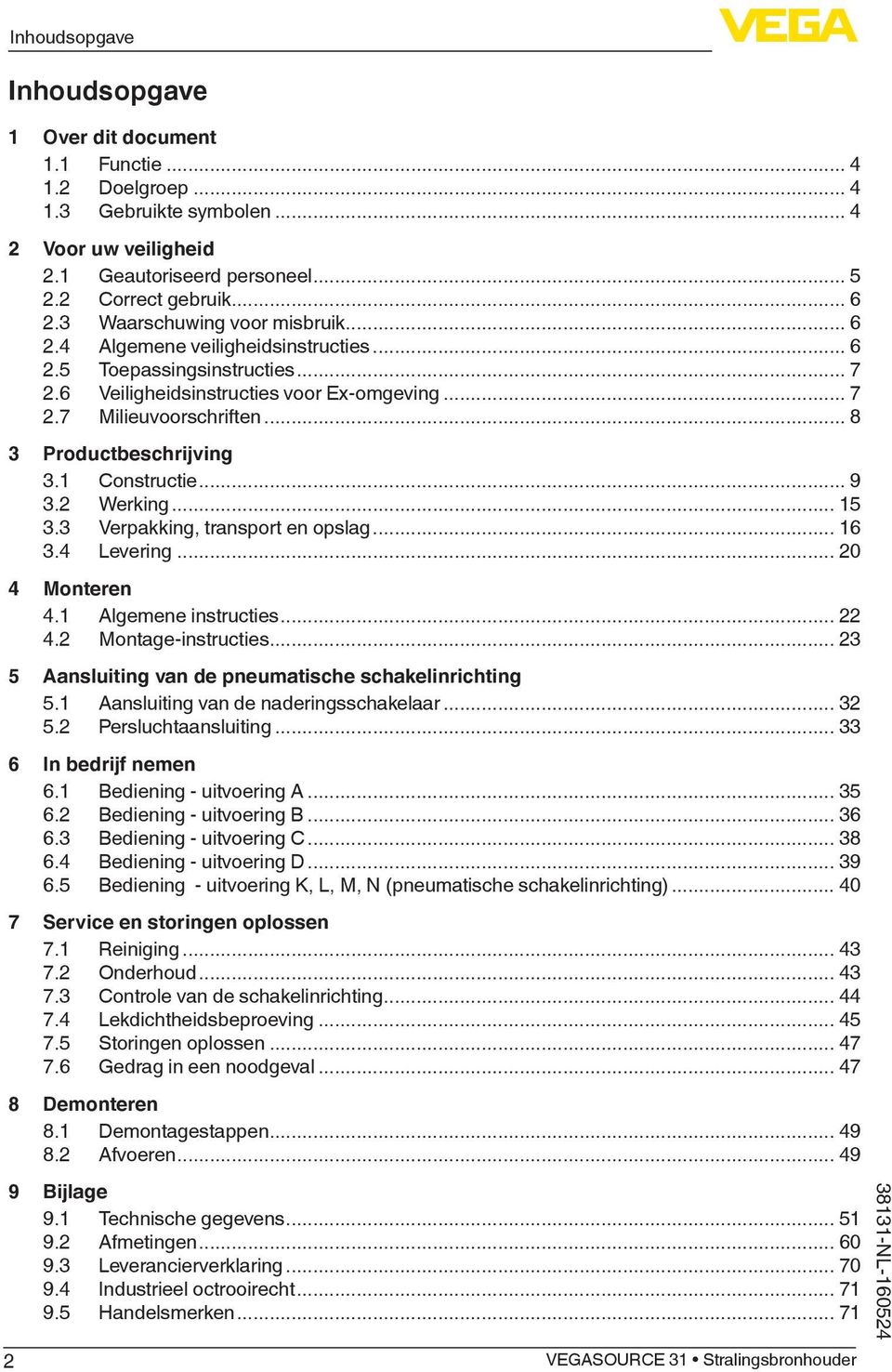 .. 8 3 Productbeschrijving 3.1 Constructie... 9 3.2 Werking... 15 3.3 Verpakking, transport en opslag... 16 3.4 Levering... 20 4 Monteren 4.1 Algemene instructies... 22 4.2 Montage-instructies.