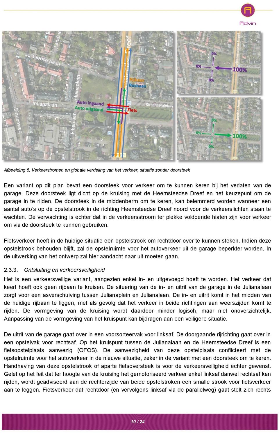 De doorsteek in de middenberm om te keren, kan belemmerd worden wanneer een aantal auto s op de opstelstrook in de richting Heemsteedse Dreef noord voor de verkeerslichten staan te wachten.