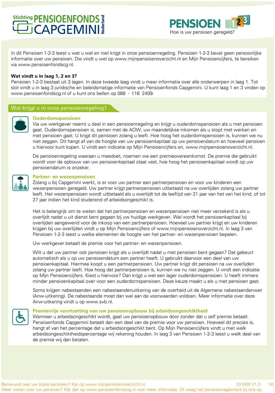 Pensioen 1-2-3 bestaat uit 3 lagen. In deze tweede laag vindt u meer informatie over alle onderwerpen in laag 1.