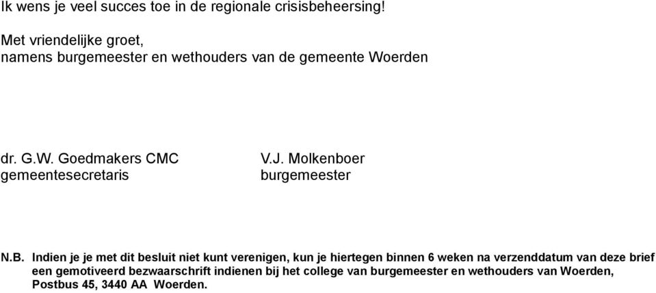 J. Molkenboer burgemeester N.B.