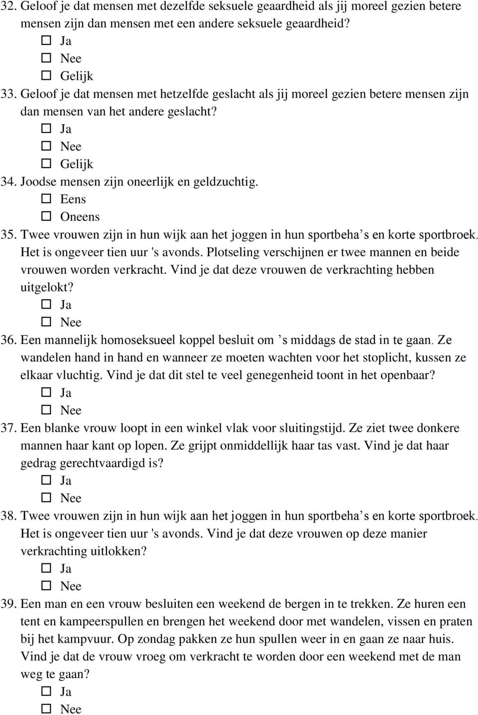 Twee vrouwen zijn in hun wijk aan het joggen in hun sportbeha s en korte sportbroek. Het is ongeveer tien uur 's avonds. Plotseling verschijnen er twee mannen en beide vrouwen worden verkracht.