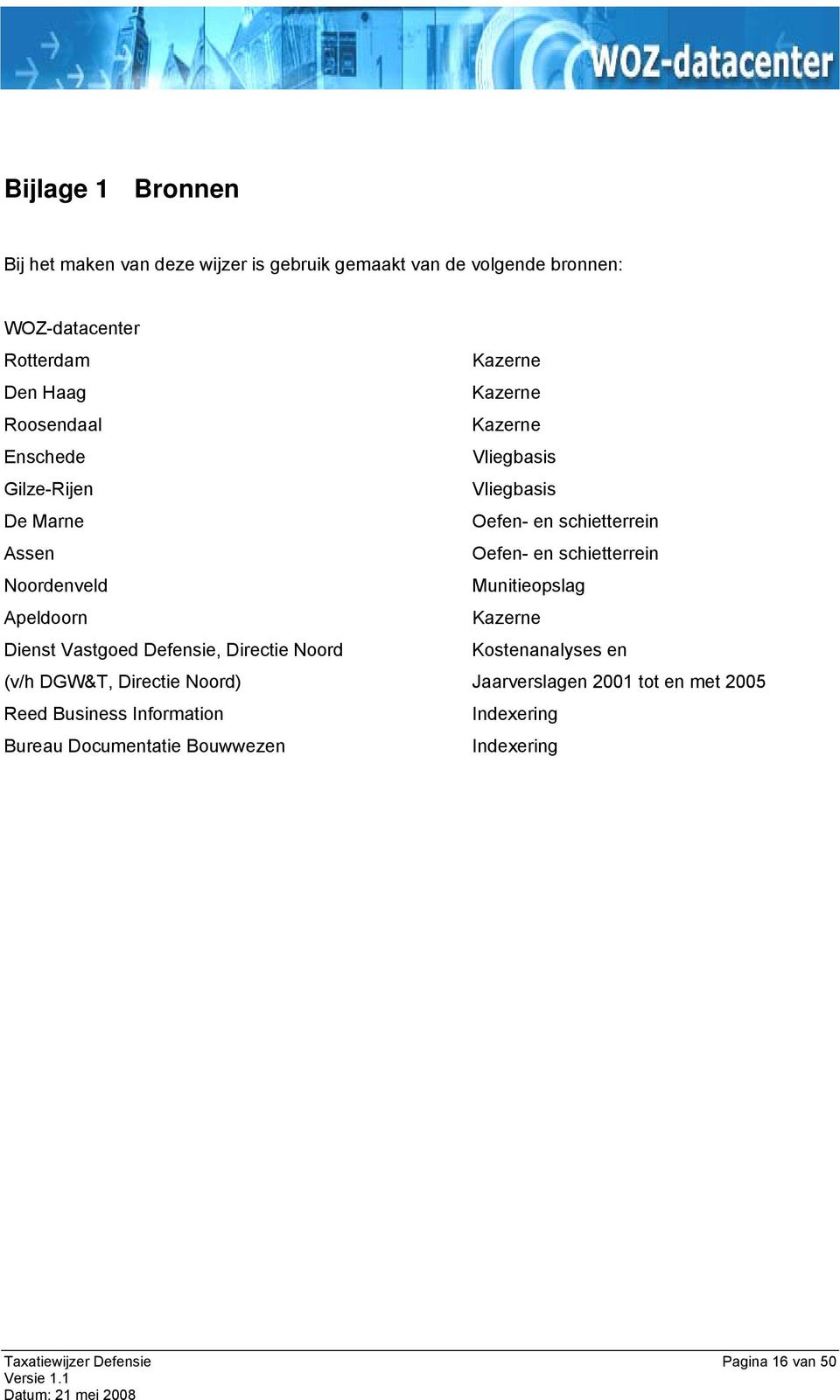 Noordenveld Munitieopslag Apeldoorn Kazerne Dienst Vastgoed Defensie, Directie Noord Kostenanalyses en (v/h DGW&T, Directie Noord)