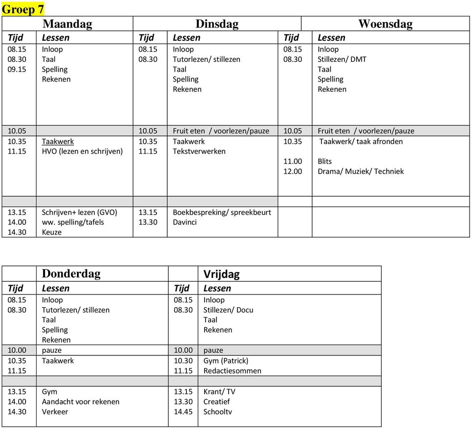 Muziek/ Techniek + lezen (GVO) ww.