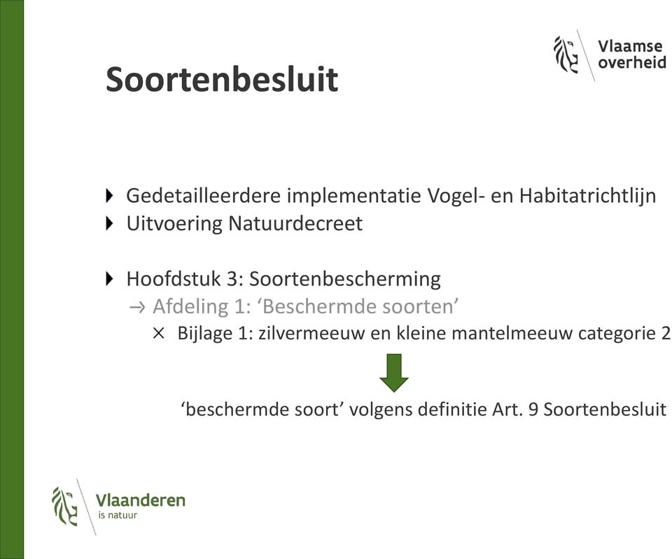 Soortenbescherming Afdeling 1: Beschermde soorten Bijlage 1: