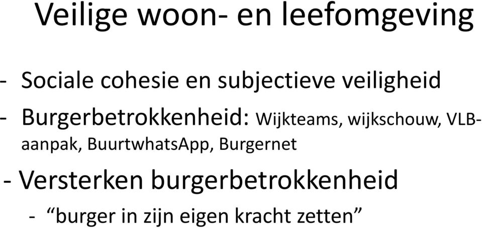 wijkschouw, VLBaanpak, BuurtwhatsApp, Burgernet -