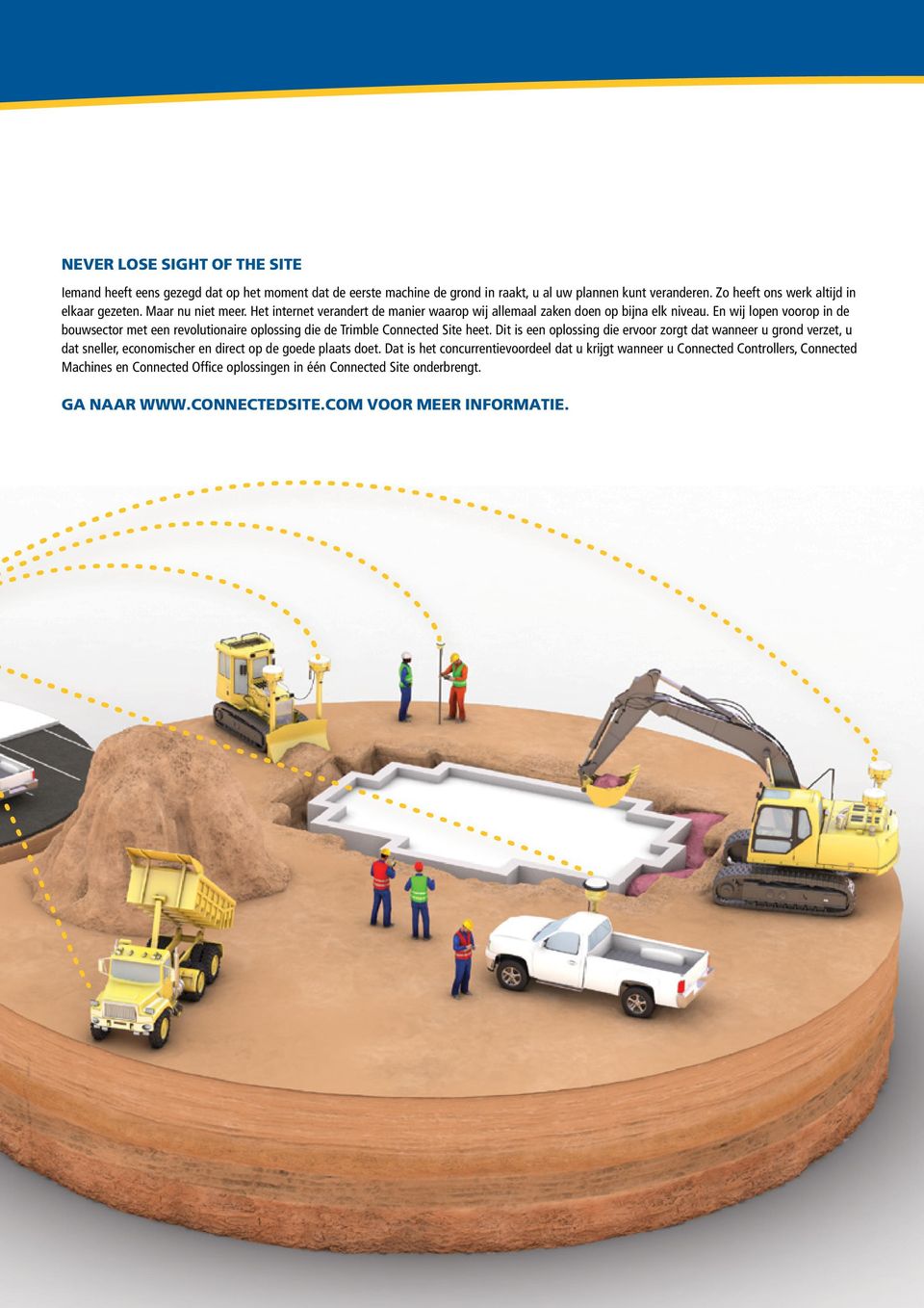 En wij lopen voorop in de bouwsector met een revolutionaire oplossing die de Trimble Connected Site heet.