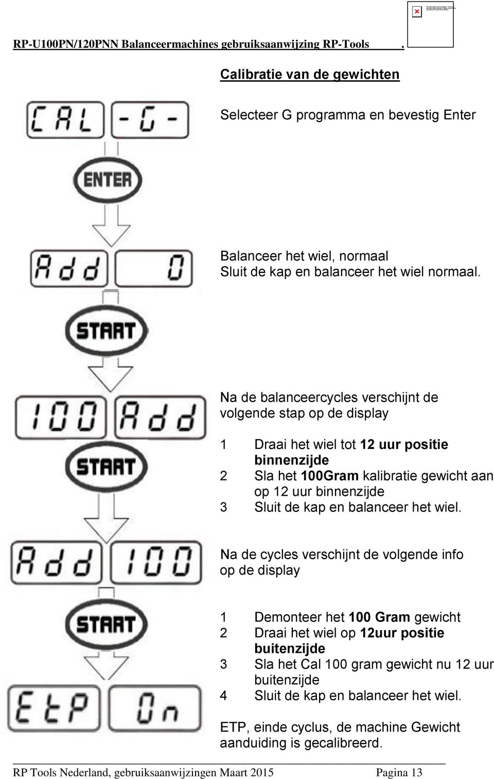 Sluit de kap en balanceer het wiel.