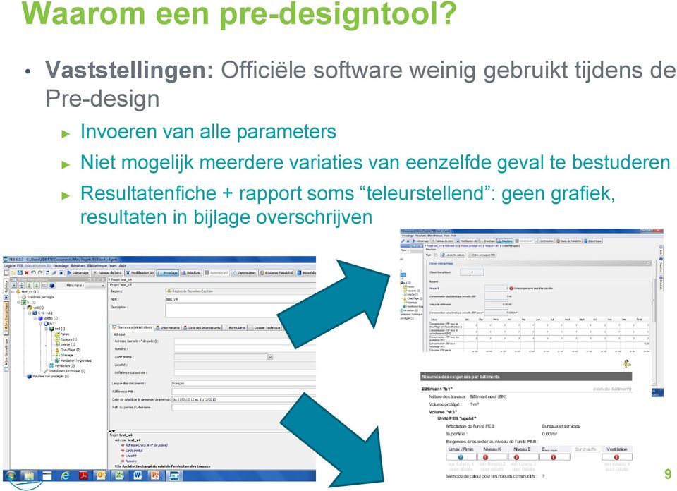 Invoeren van alle parameters Niet mogelijk meerdere variaties van