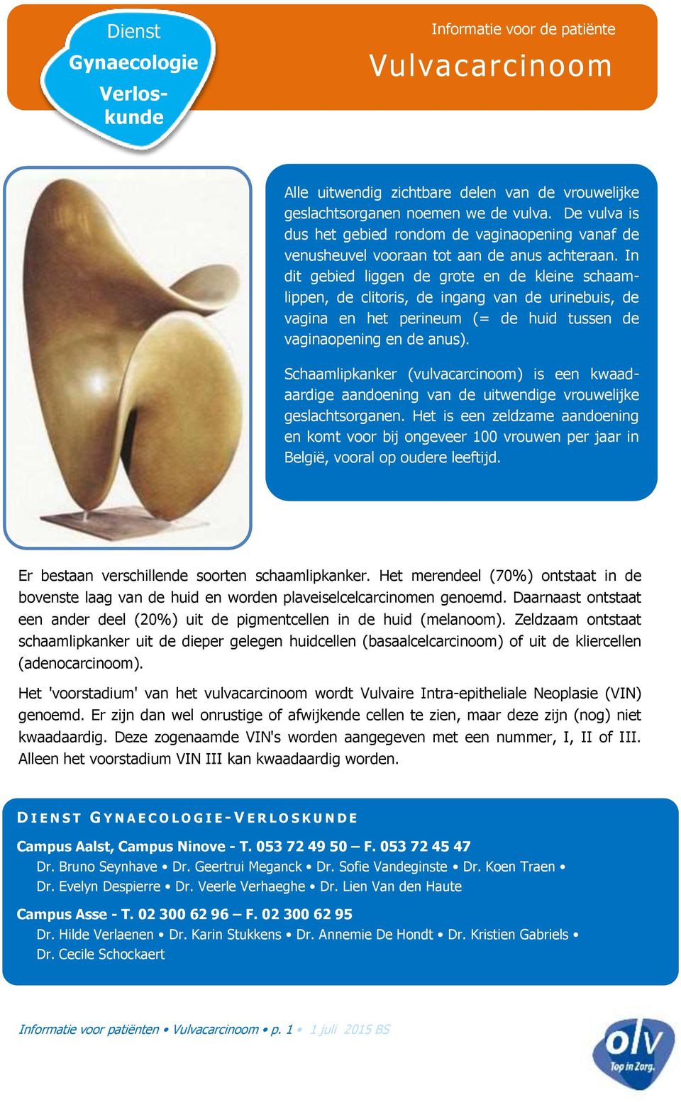 In dit gebied liggen de grote en de kleine schaamlippen, de clitoris, de ingang van de urinebuis, de vagina en het perineum (= de huid tussen de vaginaopening en de anus).