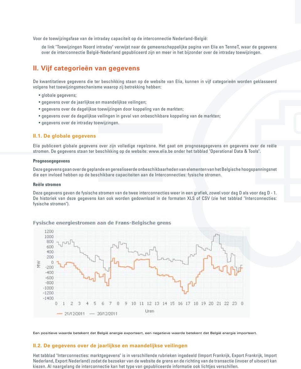 Vijf categorieën van gegevens De kwantitatieve gegevens die ter beschikking staan op de website van Elia, kunnen in vijf categorieën worden geklasseerd volgens het toewijzingsmechanisme waarop zij