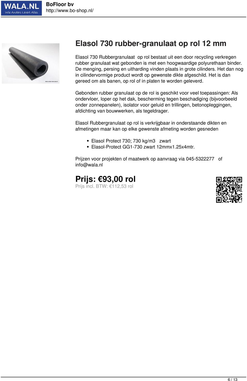 verkregen Elasol Protect 730; 730 kg/m3 zwart Elasol-Protect