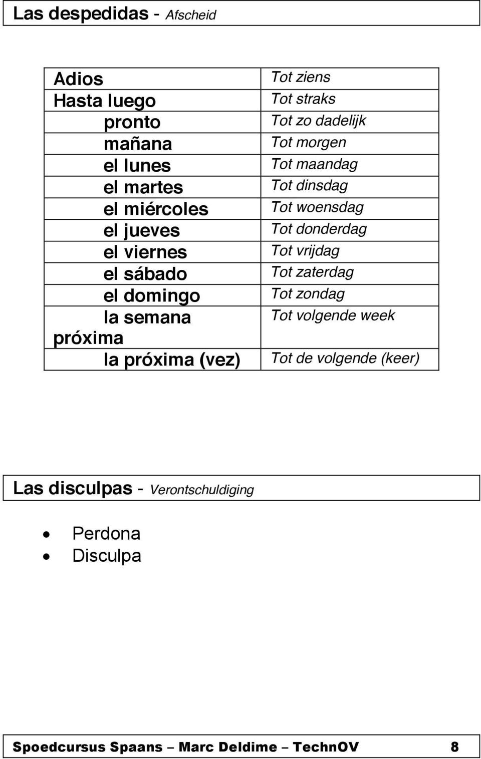 morgen Tot maandag Tot dinsdag Tot woensdag Tot donderdag Tot vrijdag Tot zaterdag Tot zondag Tot volgende