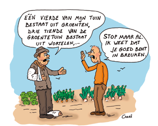 vn 1 is 0 vn 1 is 0 is hetzelfde ls: PRUIMEN APPELEN PEREN Het deel vn de grond dt eplnt is met onen. 0 Het deel vn de grond dt oomgrd is. Het deel vn de oomgrd dt eplnt is met ppelomen.