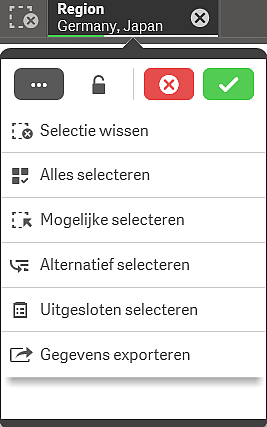 4 Werken met selecties 4 Werken met selecties Tijdens analyse worden de selecties weergegeven boven het werkblad.