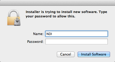 Click on Install Enter your OS X password to allow the program to be installed.