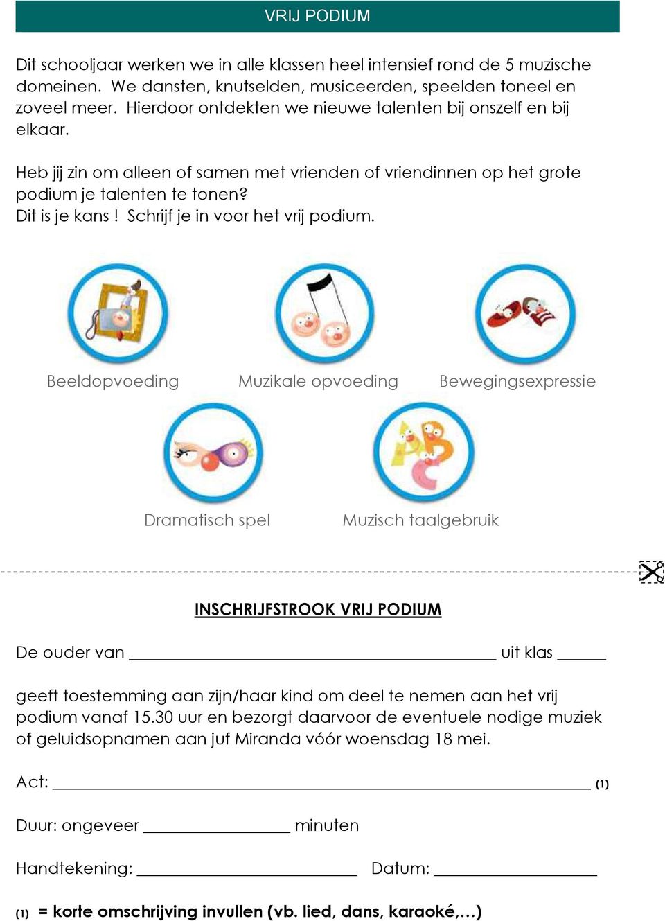 Schrijf je in voor het vrij podium.