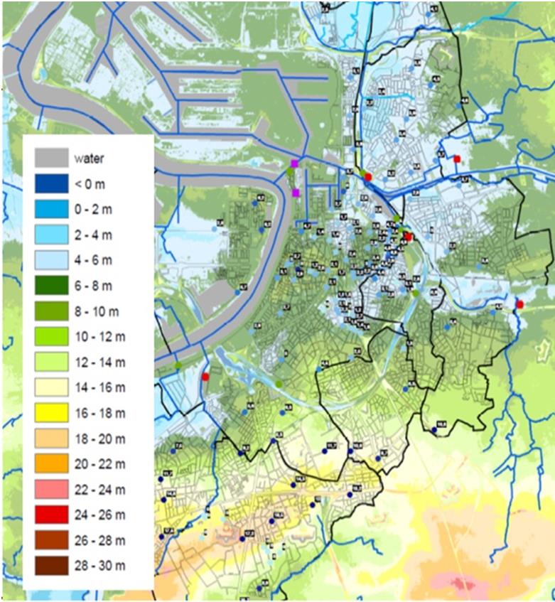 Antwerpse adaptatiestrategie Neerslag en overstroming Neerslag- en overstromingskaarten Testen van verzadiging van riolen Afstroommodellen bij